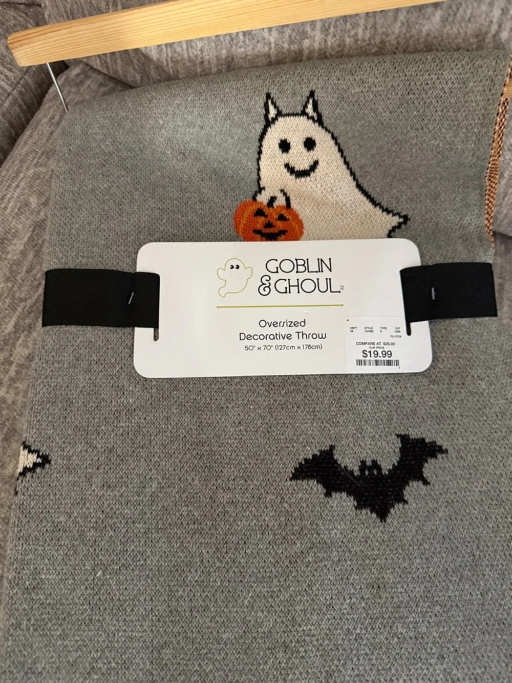 Goblin & Ghoul Ghost Kitty Halloween Knit Throw 50x70 Halloween Decor Decoration